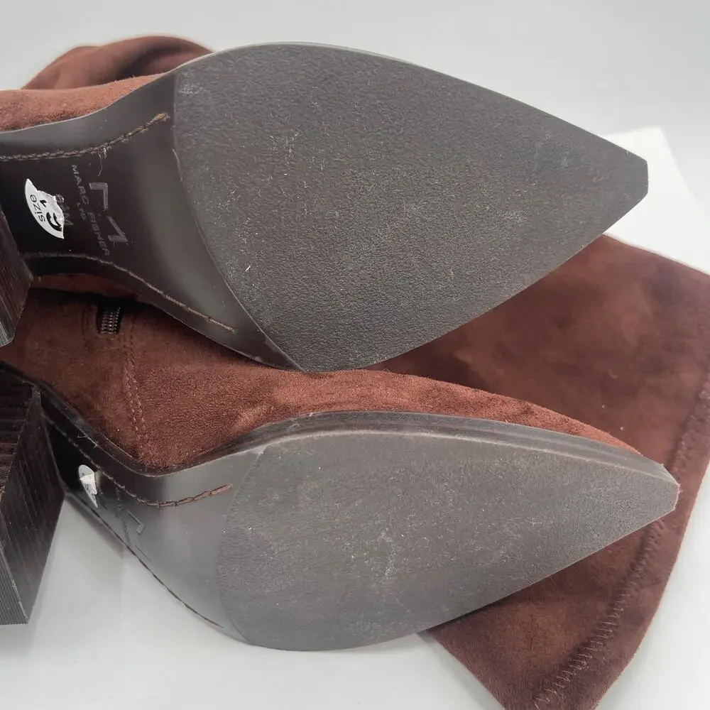 MARC FISHER LTD Onyse Boots Size 6.5 Faux Suede Chocolate Brown NEW Over Knee